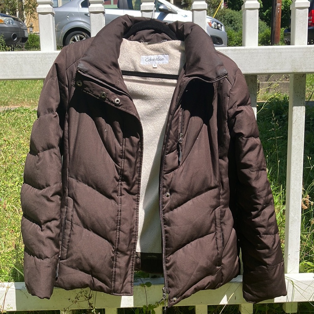Brown calvin klein puffer jacket
